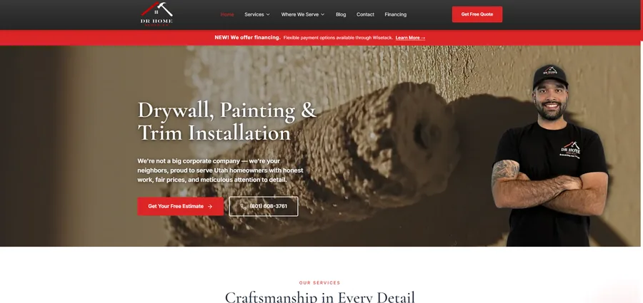 DR Home Services website screenshot