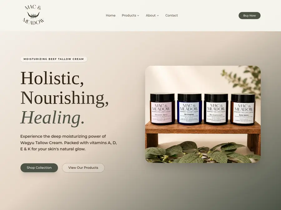 Mac & Meadow Co. website screenshot