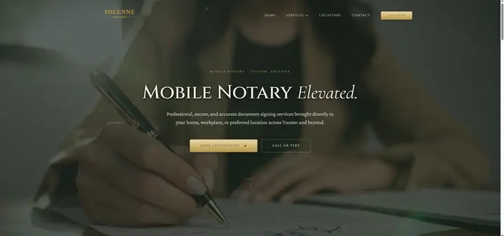 Solenne Services website screenshot